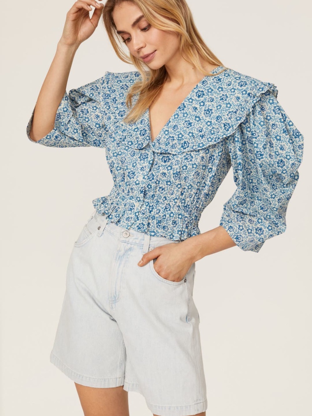 SEA new york peasant flutter top short sleeve medium
